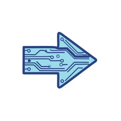 Digital circuit arrow. Forward progress, innovation, tech direction.  Symbolizes advancement and future technology.
