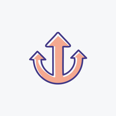Triple arrow anchor icon. Upward pointing anchor symbol. Represents growth, stability, and progress.
