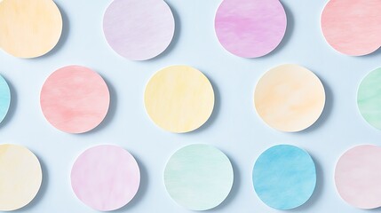 Cute circular stickers in pastel tones with textured finishes