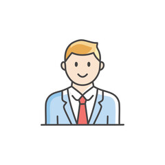 Happy businessman avatar. Smiling professional person, corporate image.  Represents success, confidence.