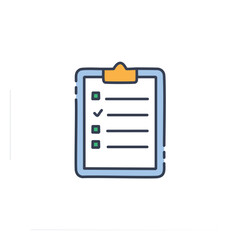 Checklist clipboard icon. Planning tasks, schedule, to-do list.  Represents organization and productivity.