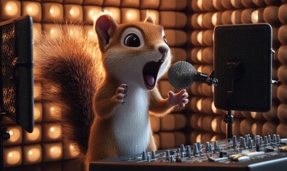 Singing Squirrel in Studio Recording Session