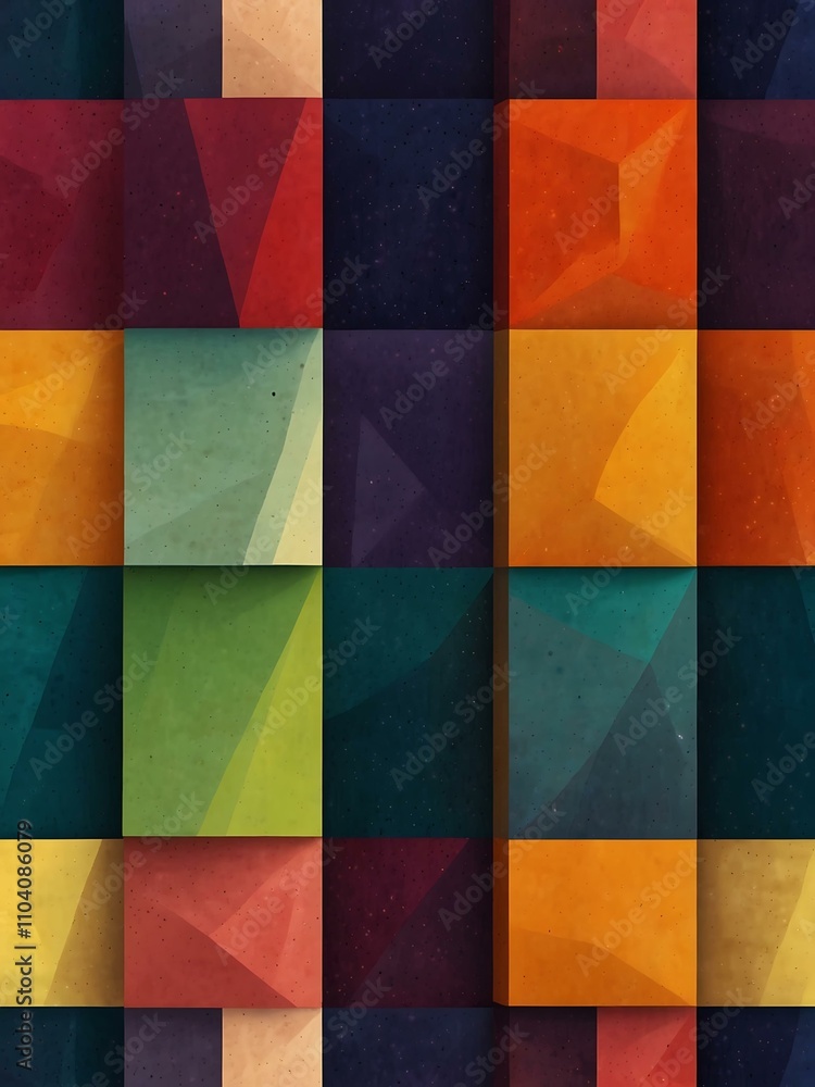 Poster abstract colorful geometric pattern with cubes and shapes.