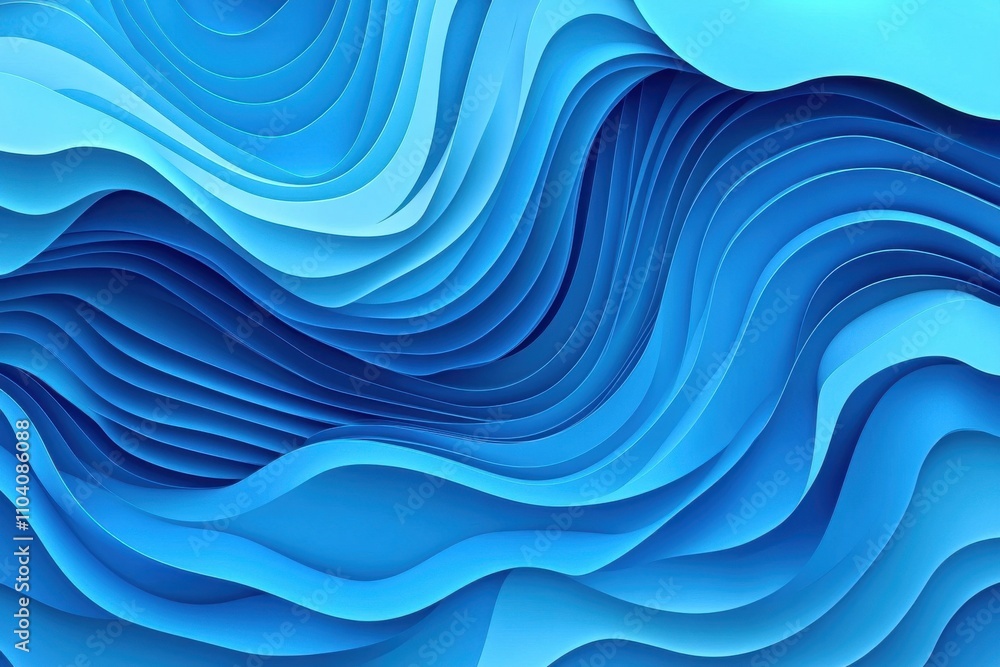 Poster abstract blue wave pattern with layered textures, creating a serene and dynamic visual experience.