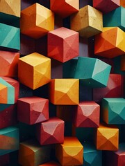 Obraz premium Abstract colorful geometric pattern with cubes and shapes.