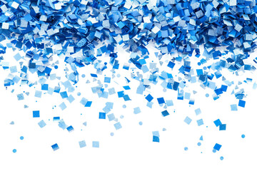 Decorative blue confetti isolated on transparent background