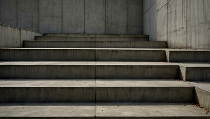 Abstract concrete steps with strong vertical lines from a low angle.