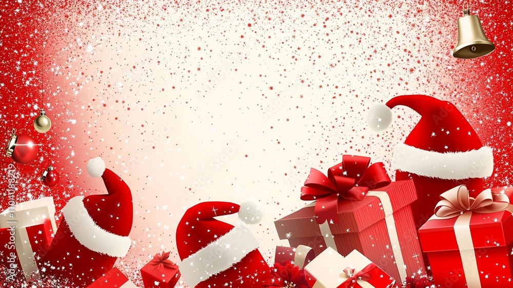 Poster festive christmas-themed vector background with decorative elements and a space for custom text, per
