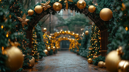 Festive Archway Decorated for Holiday Celebration