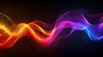 Vibrant promotion banner with abstract gradient waves in bold colors