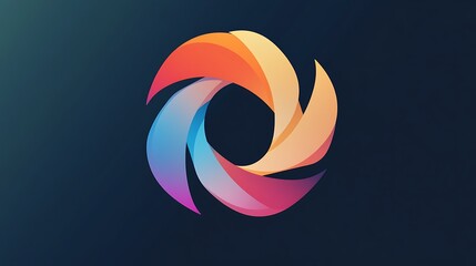 Minimalist logo design with abstract geometric shapes and a gradient background