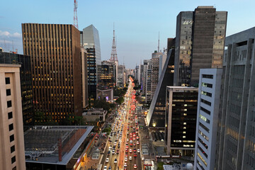 Aerial view of Paulista Avenue, São Paulo, Brazil