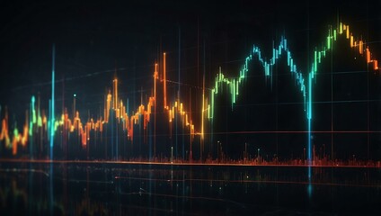 Abstract financial chart with glowing lines.