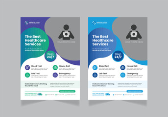 Corporate medical healthcare flyer or poster design a4 template