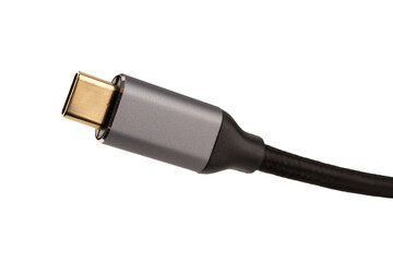 USB-C (male) cable plug, isolated on a transparent background
