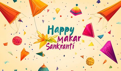 Fototapeta premium Happy Makar Sankranti Festival Background