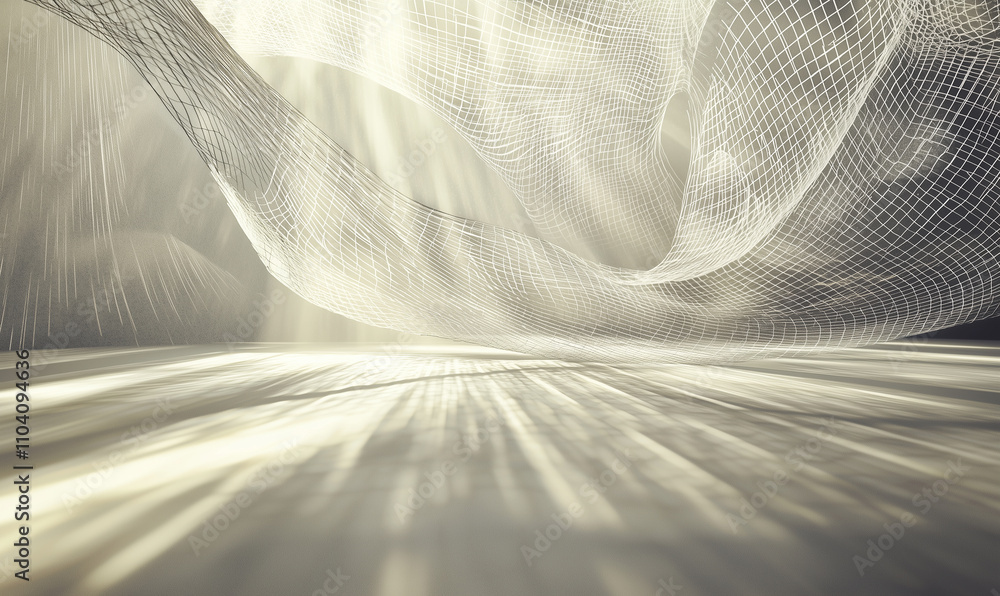 Poster captivating light reflections in abstract textile composition art studio digital artwork minimalist 