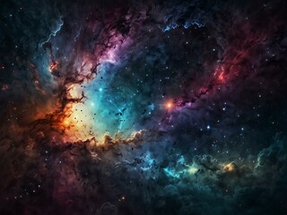 Obraz premium Abstract galaxy tunnel with stars and smoke in space.