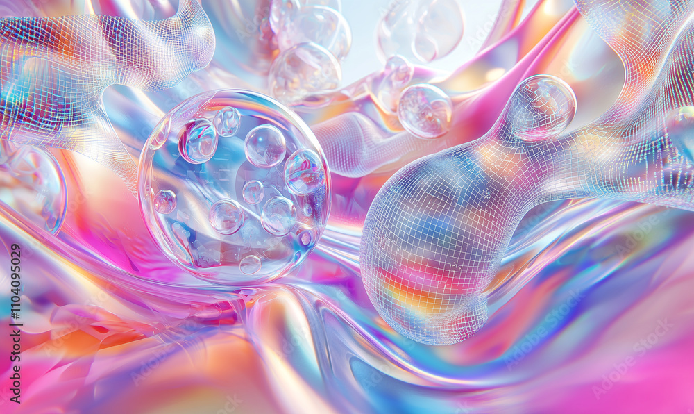 Poster captivating abstract art display bubble patterns and colorful textures digital artwork modern aesthe