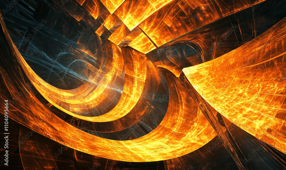 Poster dynamic abstract art creation virtual studio digital artwork futuristic environment close-up view in