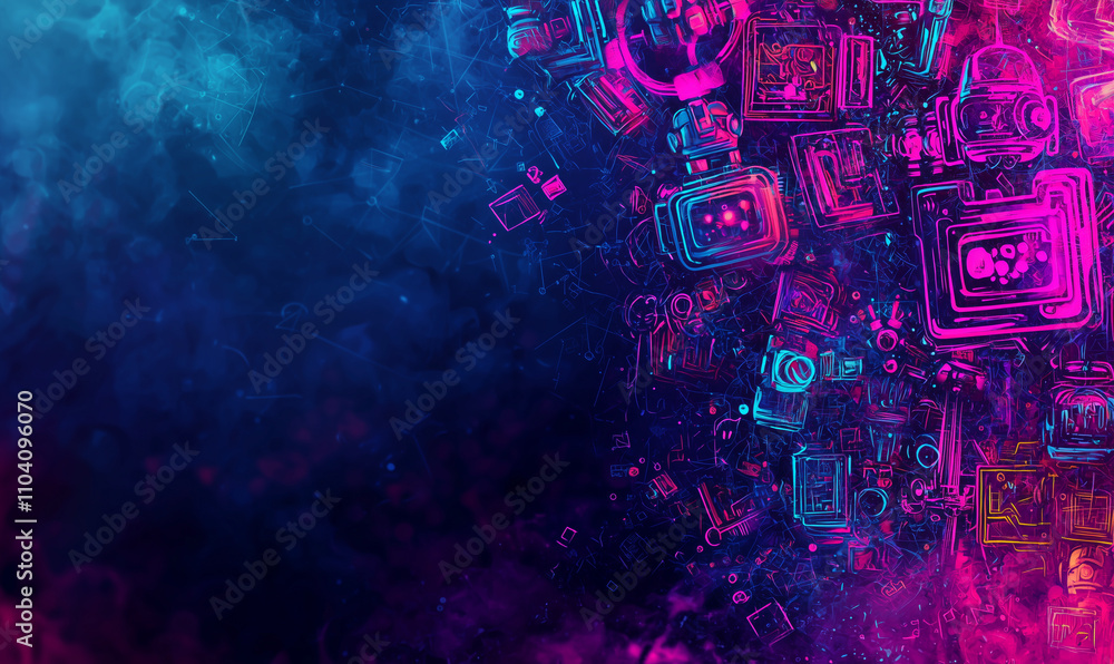 Poster dynamic abstract art creation digital space visual design modern aesthetic colorful composition futu