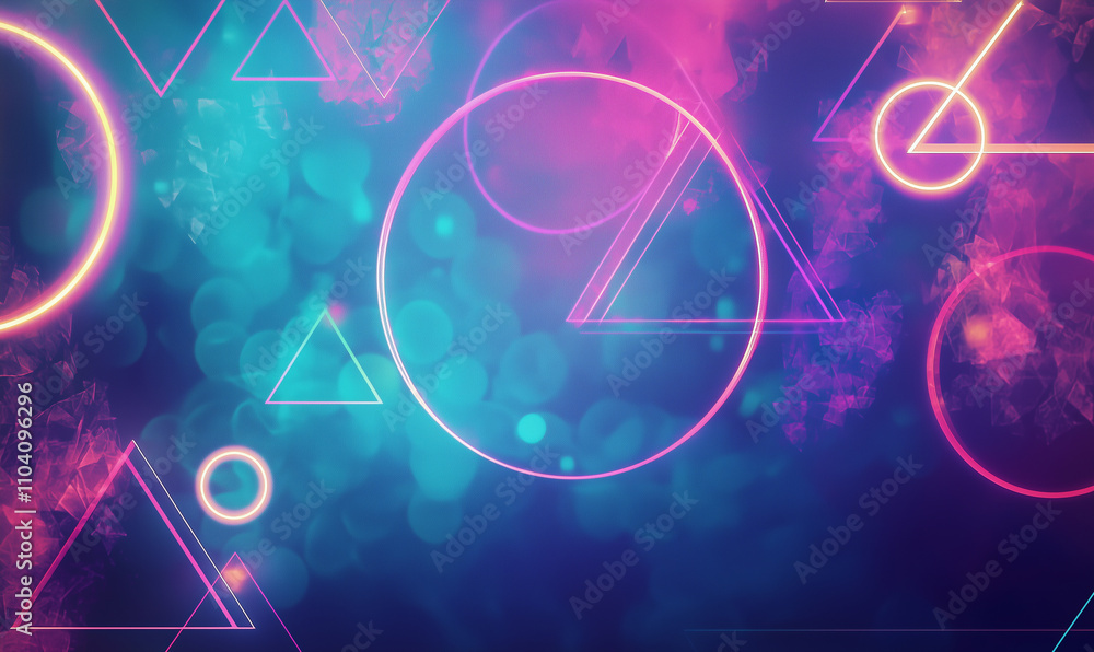 Poster dynamic abstract geometric shapes digital art colorful design modern aesthetics vibrant background c