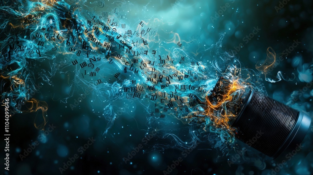 Leinwandbilder soundwaves emanate from a radio creating tapestry of music digital art studio abstract creative expr