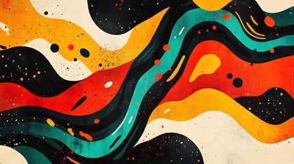 Obraz premium Vibrant flyer showcasing abstract patterns and high-contrast color schemes