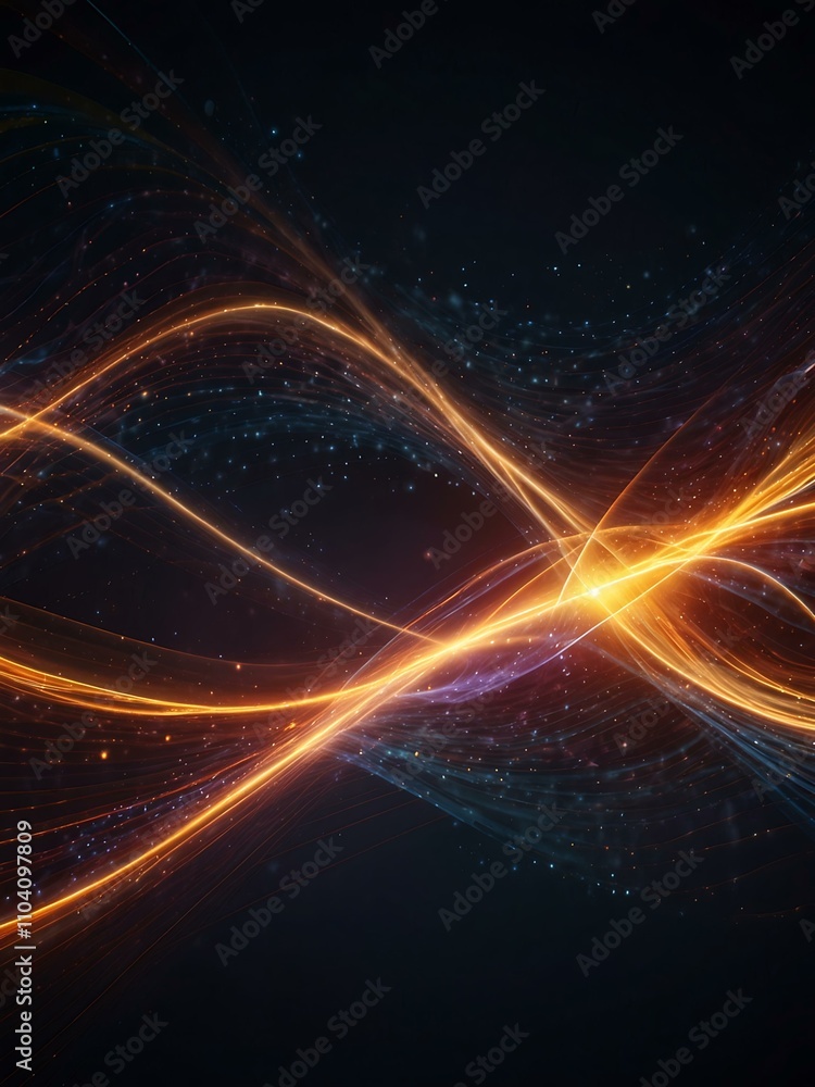 Poster abstract glowing lines that form a dynamic energy wave.