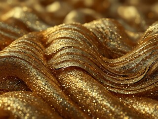 Abstract golden waves of glitter.