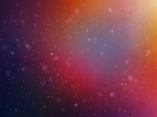 Abstract gradient background with orange, purple, pink, and scattered white dots.