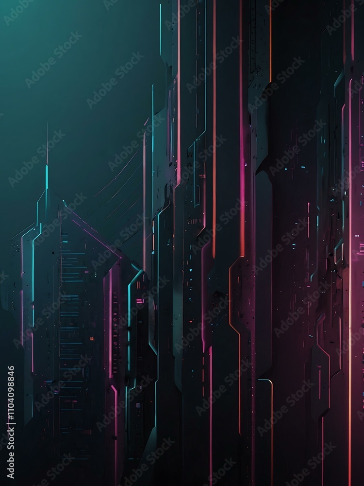 Poster abstract gradient lines in cyberpunk design.
