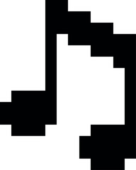 A black and white image of a musical note with a pixelated look