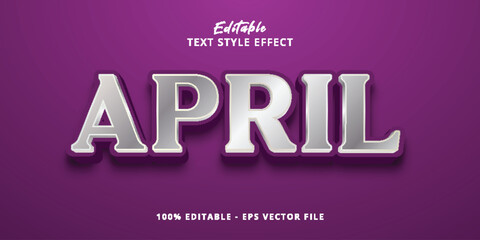 April 3d editable text effect Premium Vector