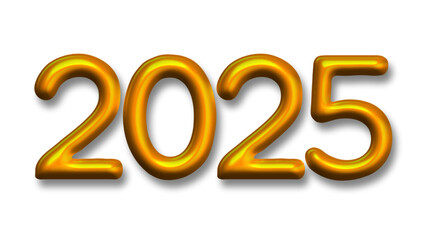 Happy new year 2025.2025 numbers on golden balloon style isolated with shinny glitters on white background. Holiday greeting
