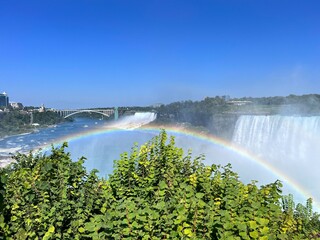 Horseshoe Falls at Niagara Falls on a Sunny Day with Mist Rising