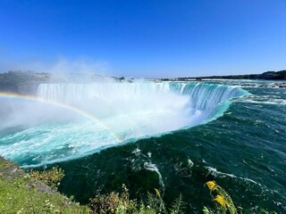 Horseshoe Falls at Niagara Falls on a Sunny Day with Mist Rising