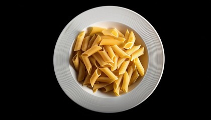 Plate of spaghetti on a black background top view