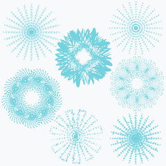 Set of beautiful vector snowflakes. Decoration for winter drawings.
