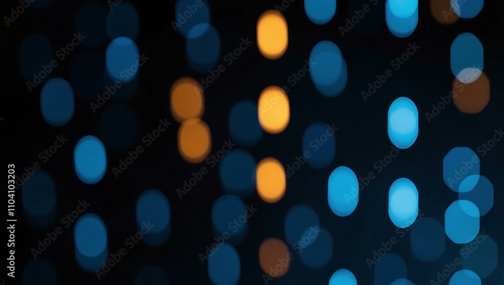 Poster abstract light pattern on a black background with blue bokeh.