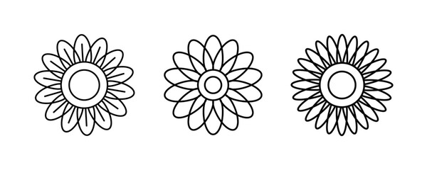 Flower icon. Flower line art. Flower mandala. Minimal flower set vector illustration.