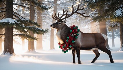christmas deer in the snow