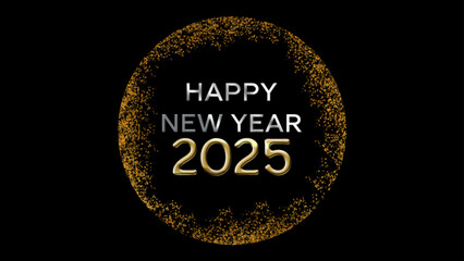 Realistic 2025 golden numbers and Shinny Glitters on black background. Vector holiday illustration. Happy New 2025 Year. 
