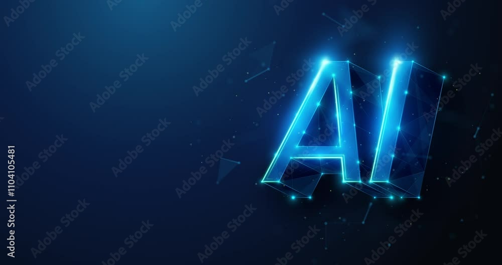 Poster abstract animated low poly ai symbol. artificial intelligence technology futuristic concept by wiref