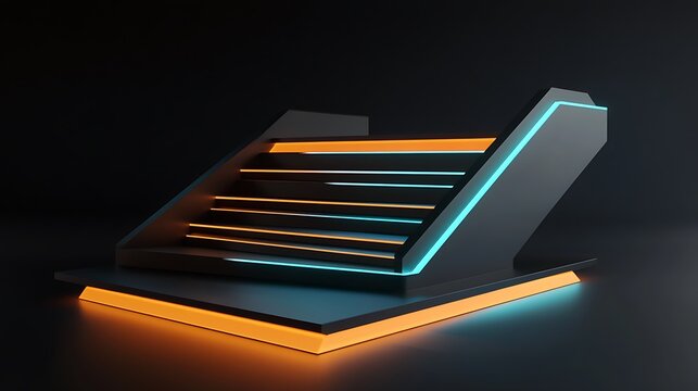 Modern stage podium with angular layers and contrasting colors
