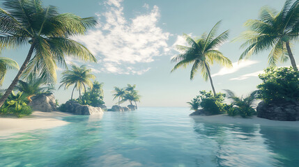 Obraz premium tropical island with palm trees