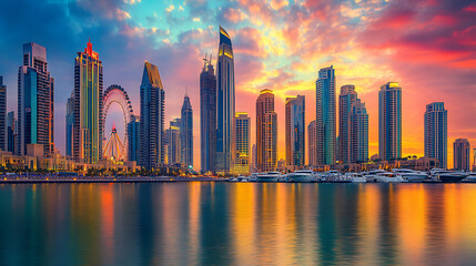 Fototapeta premium city skyline at sunset