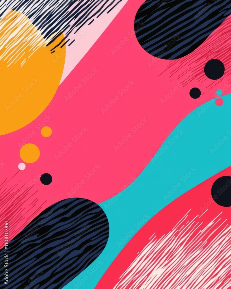 Poster vibrant abstract shapes in bold colors create a dynamic and lively background design.