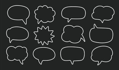Chat Speech Bubble Message Text Cloud Shapes Set