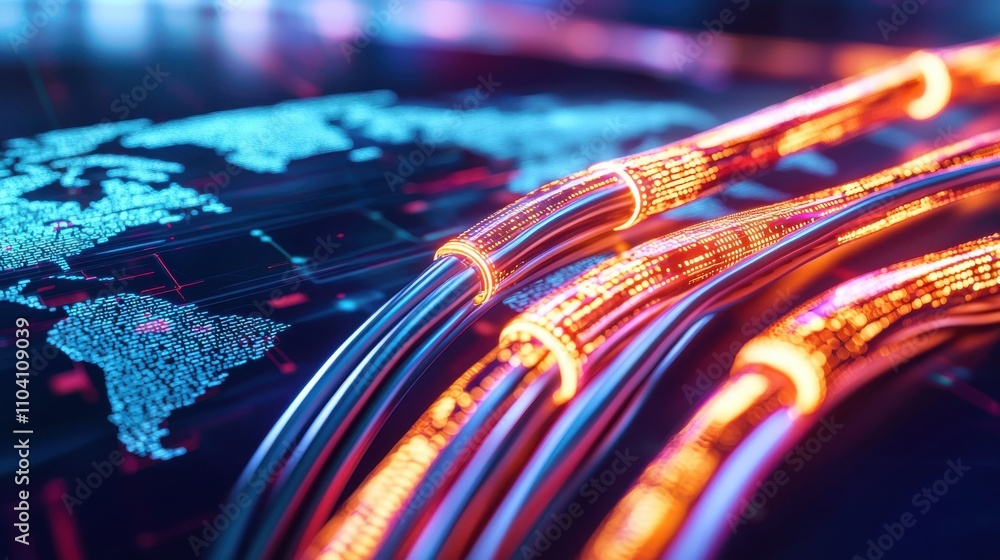 Poster global data transmission event digital networks technology visualization cyber environment close-up 